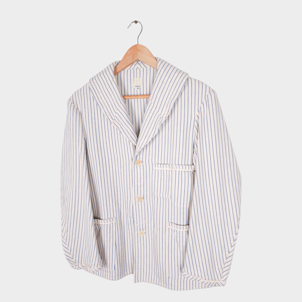TATAMIZE Men's Made in Japan Striped Shawl Collar Chore Jacket