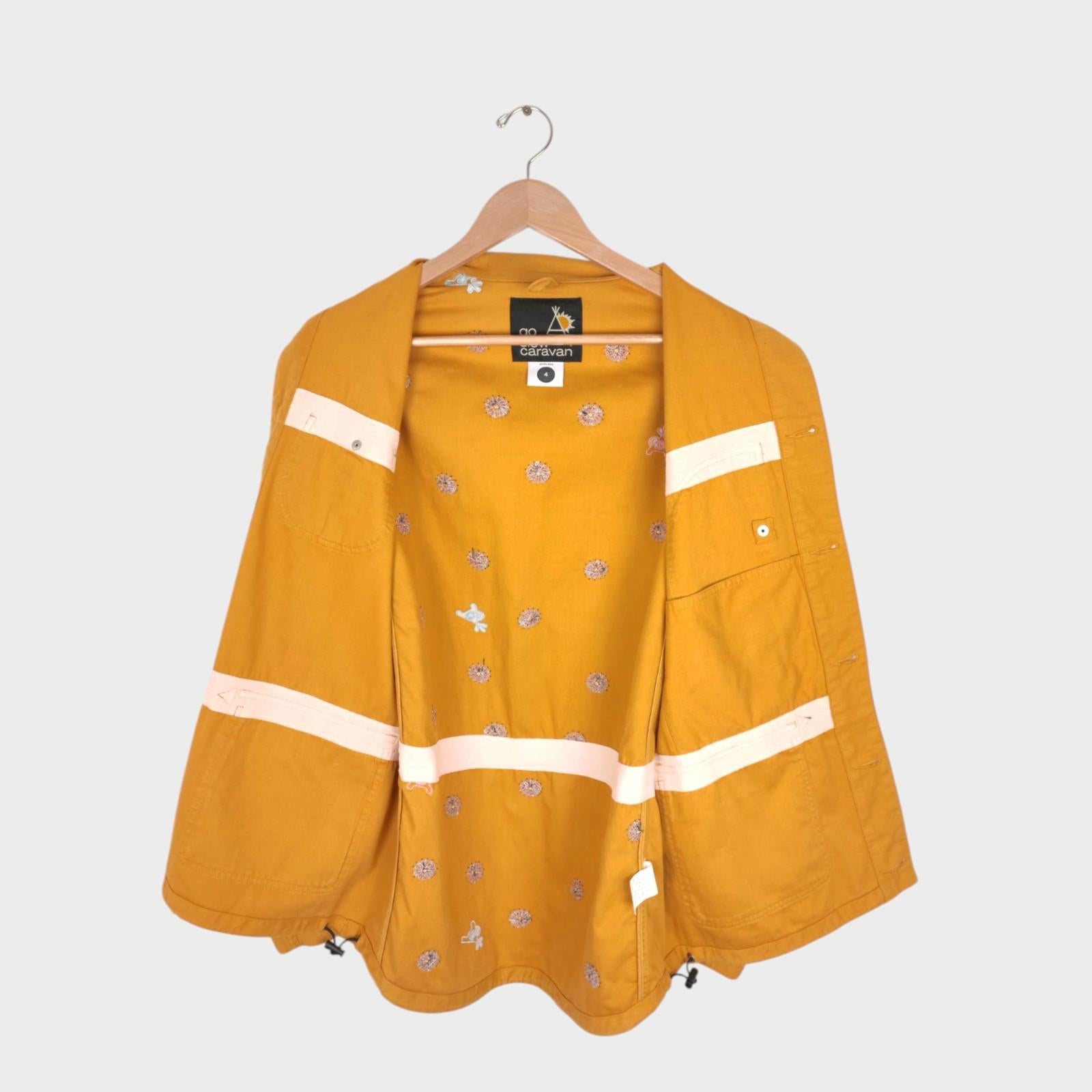 GO SLOW CARAVAN Men's Yellow Embroidered Chore Jacket
