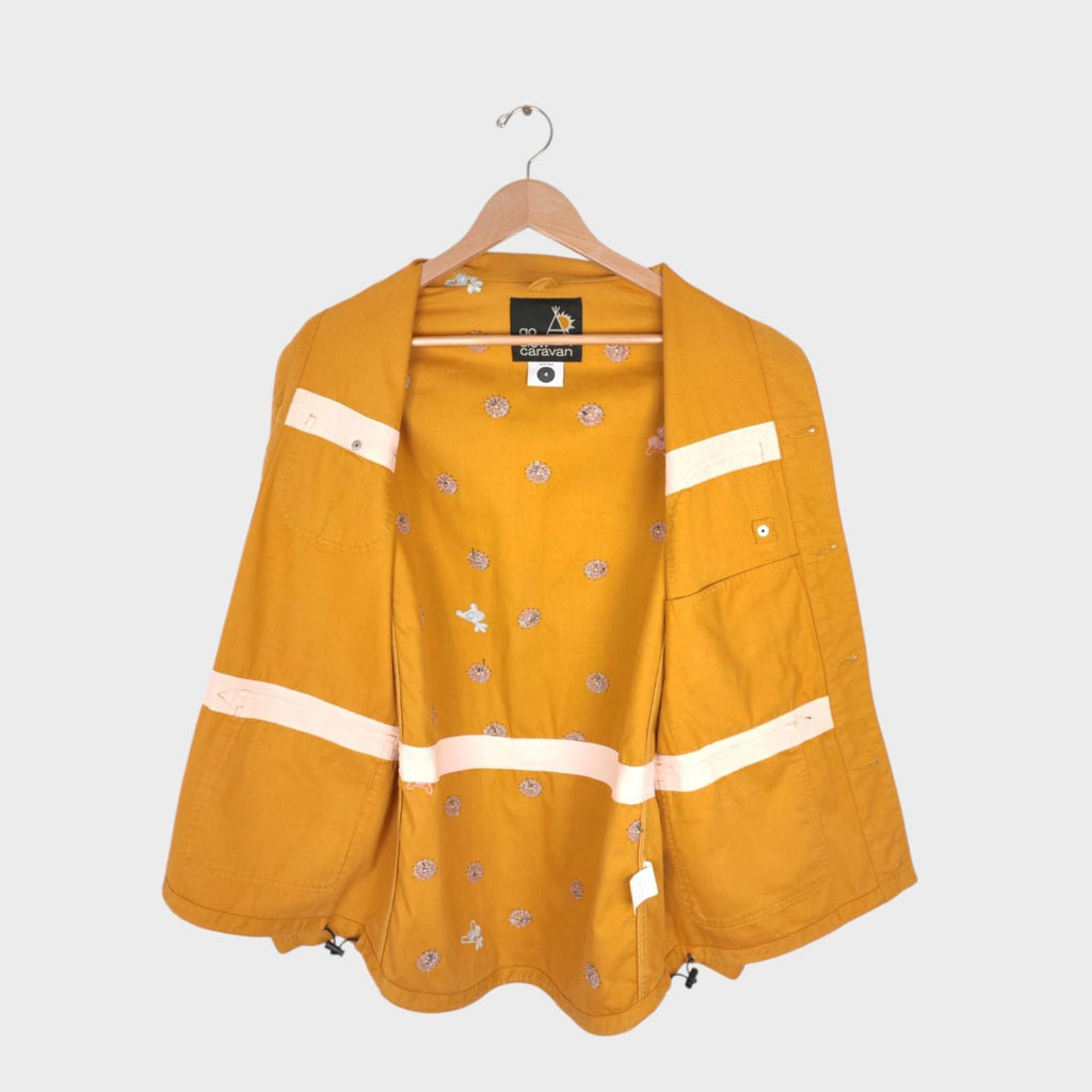 GO SLOW CARAVAN Men's Yellow Embroidered Chore Jacket