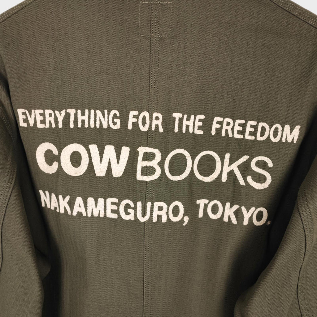 MOUNTAIN RESEARCH x COW BOOKS Men's Made in Japan Khaki Herringbone Cotton Coat