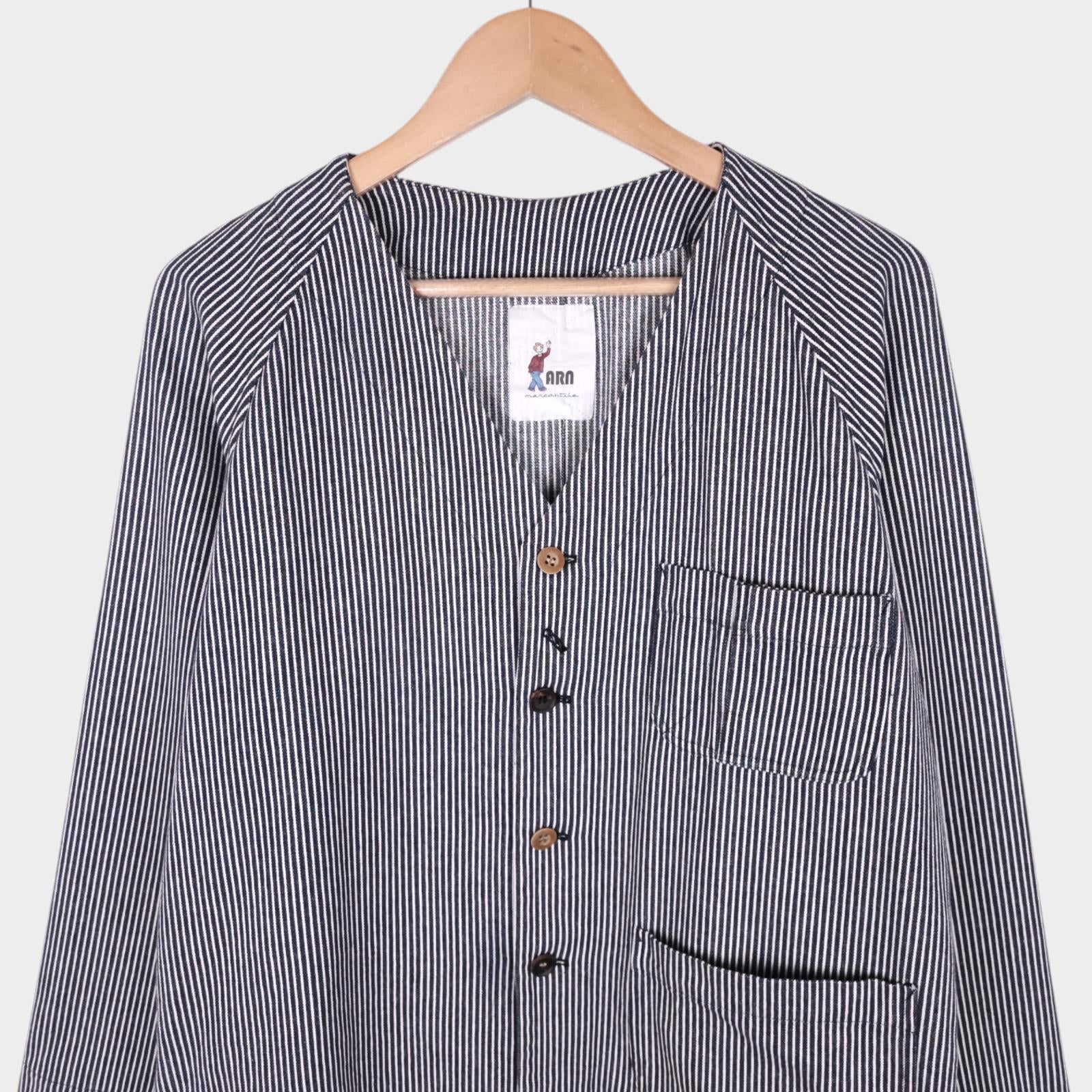 ARN MERCANTILE Men's Hickory Striped Made in England Engineer Chore Jacket
