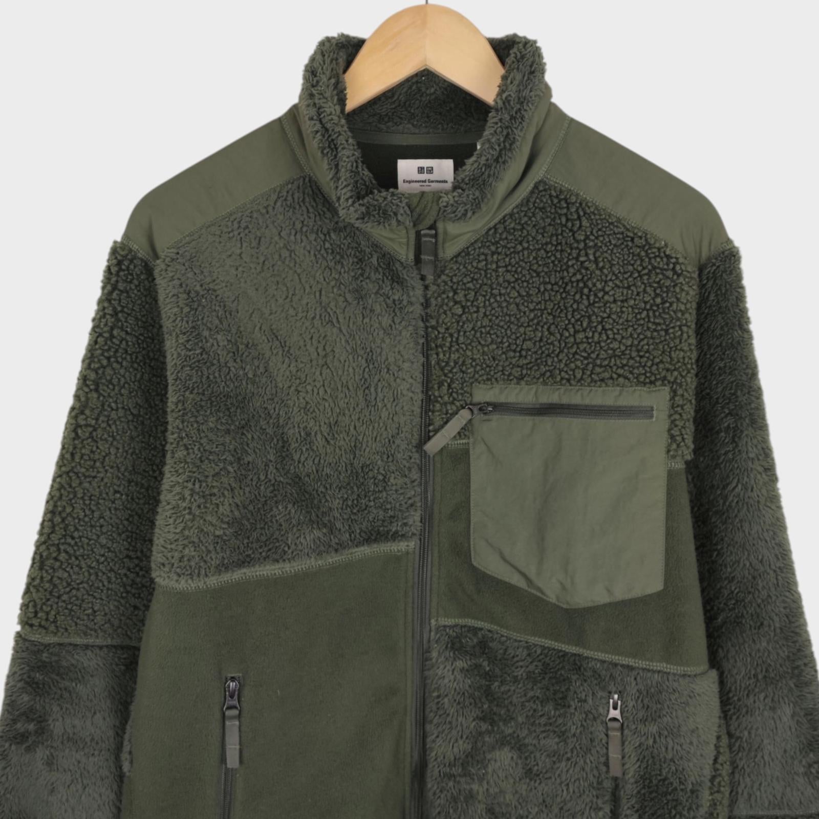 ENGINEERED GARMENTS x UNIQLO Men's Khaki Green Patchwork Fleece Jacket