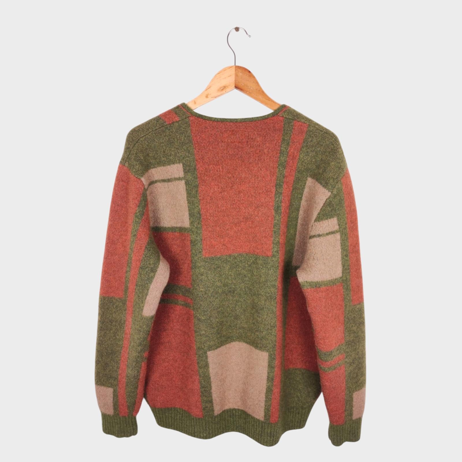 BEAMS PLUS Men's Wool Silk Blend Colourblock Cardigan