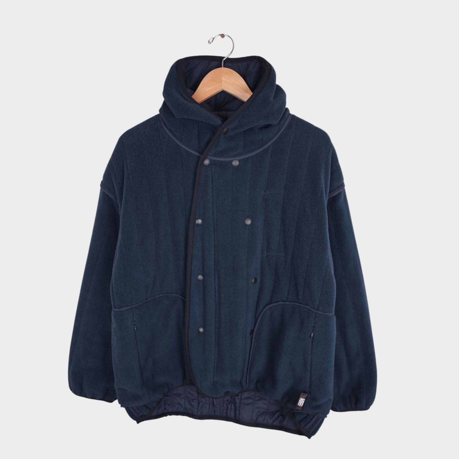 NORBIT BY HIROSHI NOZAWA Men's Navy Blue Reversible Quilted Fleece Jacket