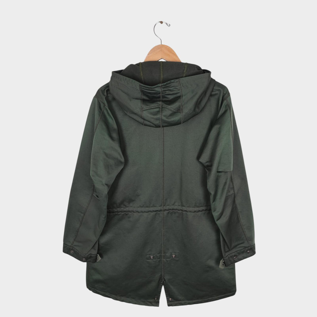 BEAMS PLUS Men's Green 80/20 Cotton Nylon Hooded Mod Parka Jacket