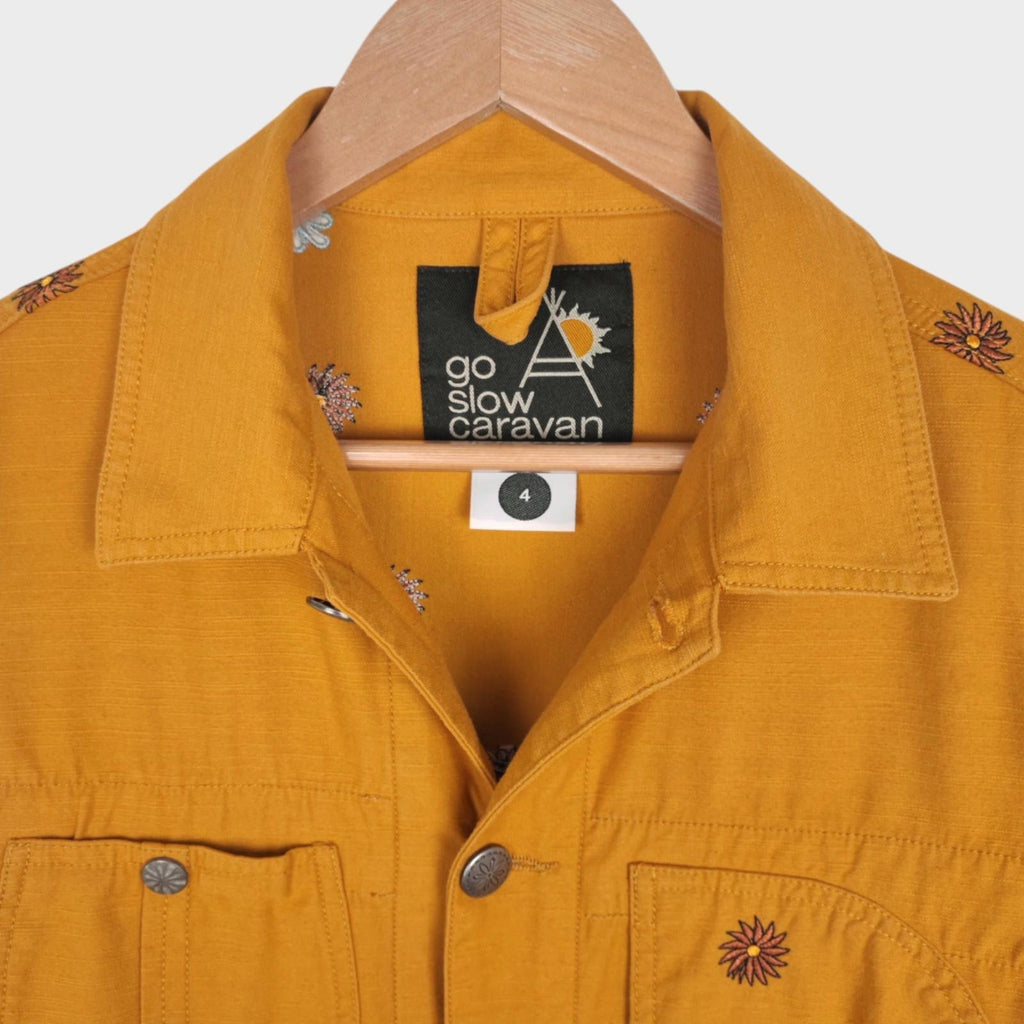 GO SLOW CARAVAN Men's Yellow Embroidered Chore Jacket