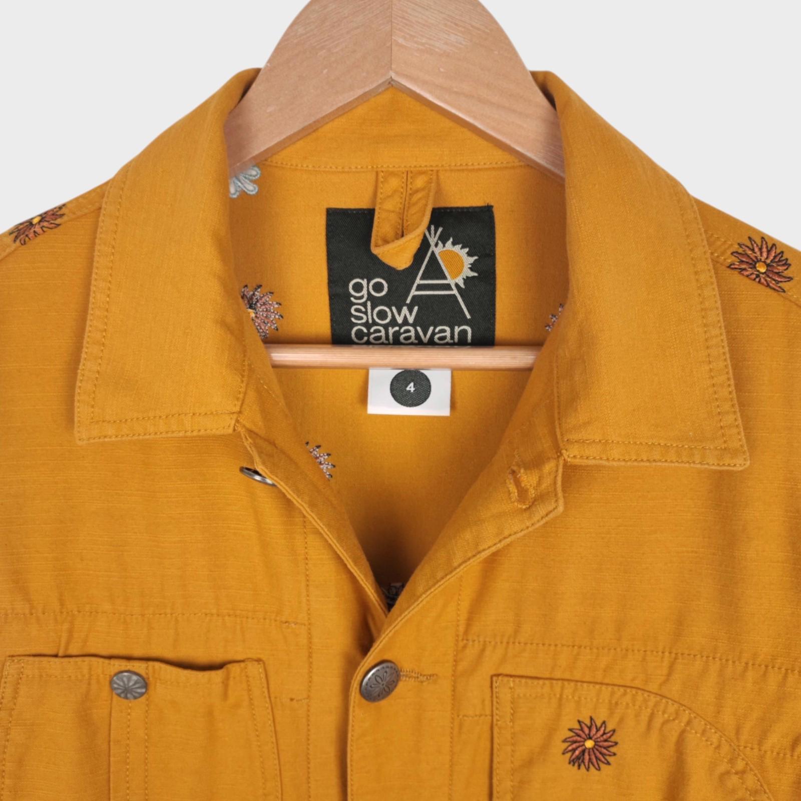 GO SLOW CARAVAN Men's Yellow Embroidered Chore Jacket