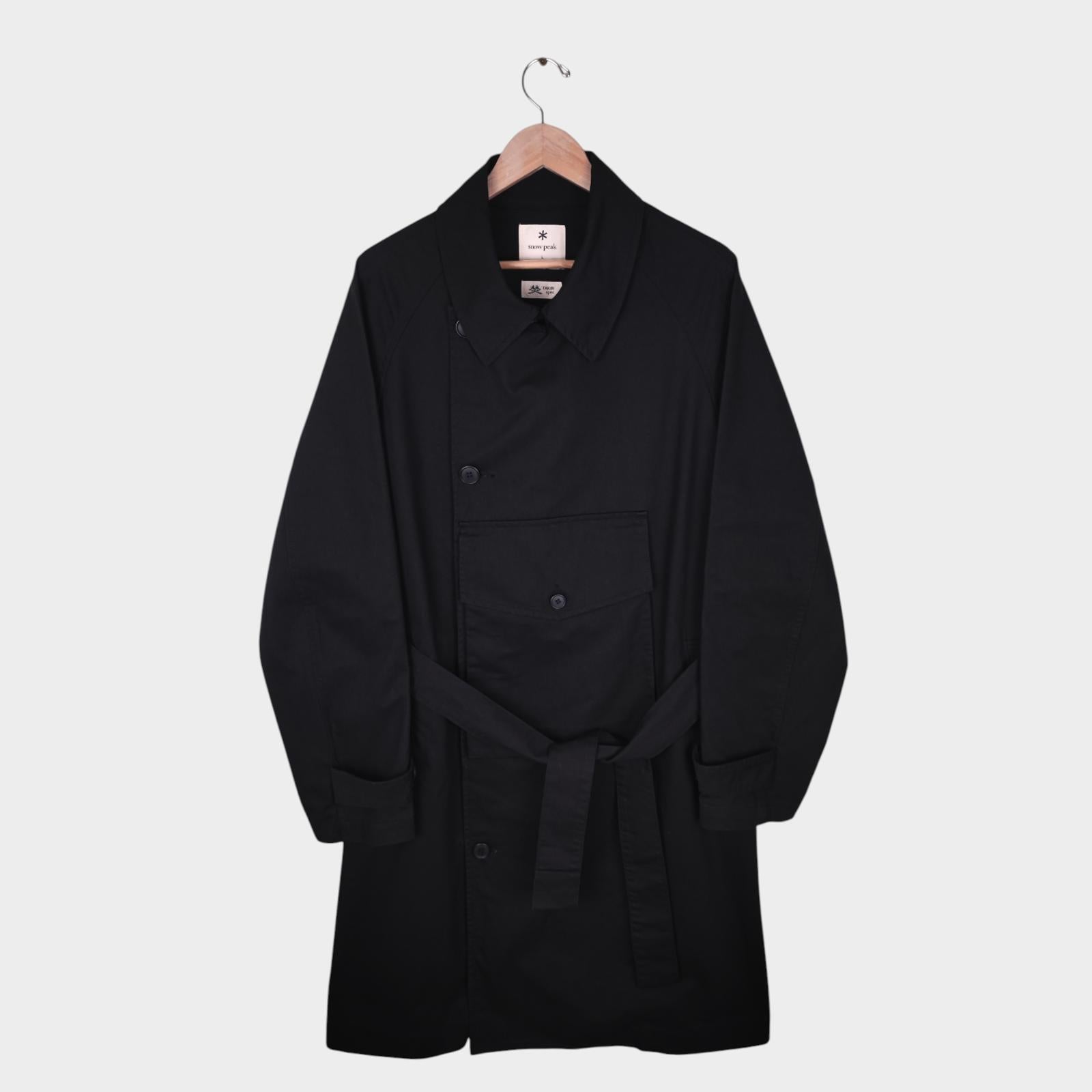 SNOW PEAK Men's Black Takibi Spec Utility Trench Coat