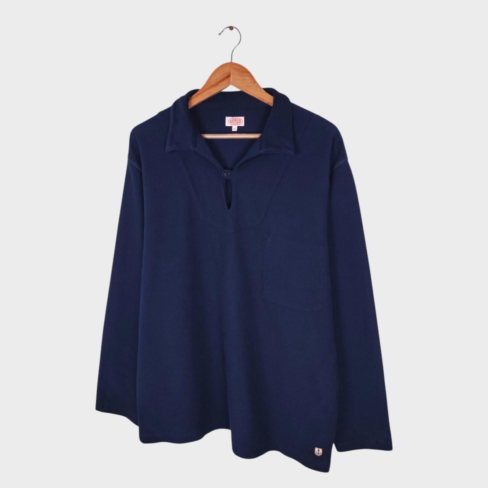 ARMOR LUX Men's Navy Blue Cotton Jersey Pullover Sweatshirt Smock