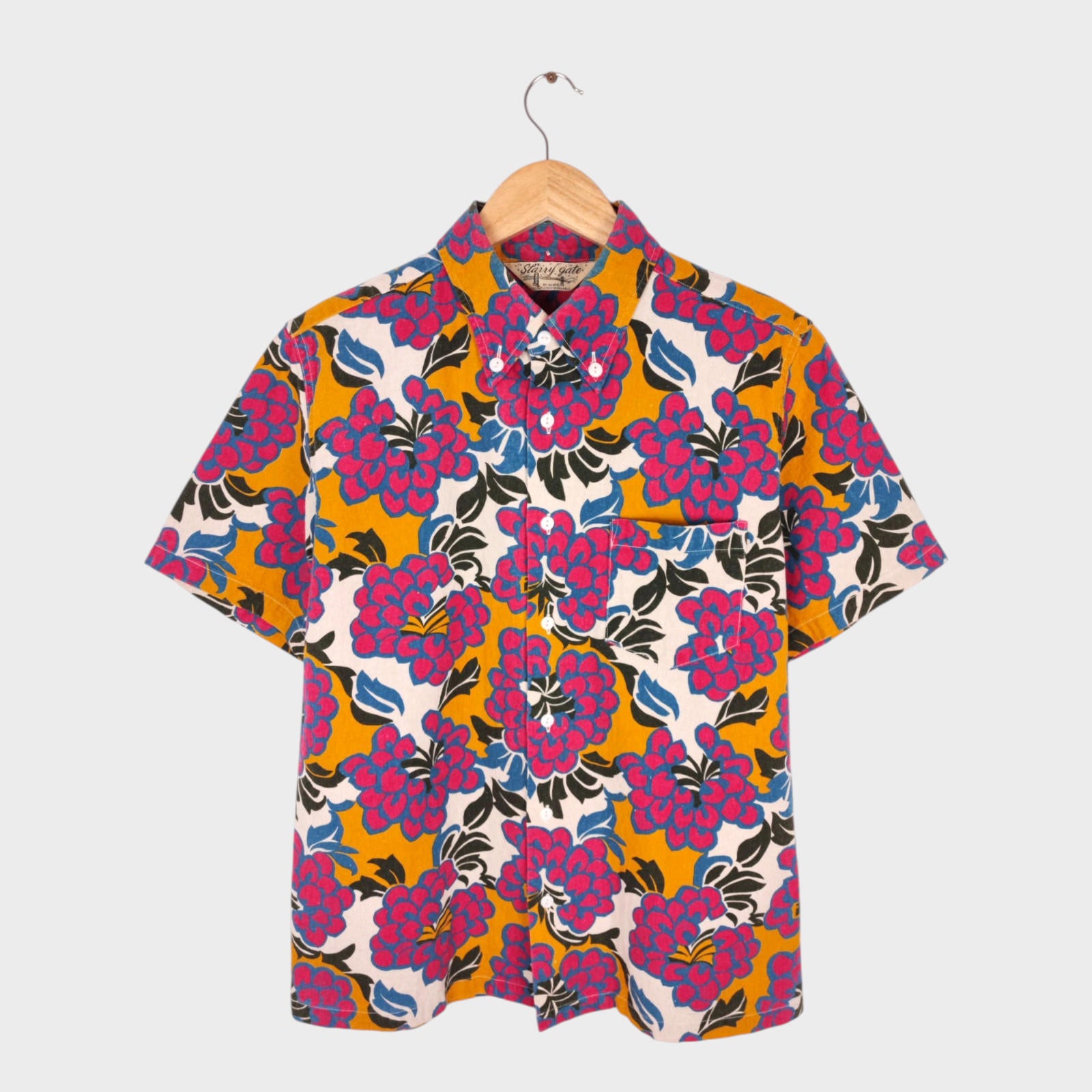 JELADO Starry Gate Men's Made in Japan Floral Print Linen Cotton Blend Shirt