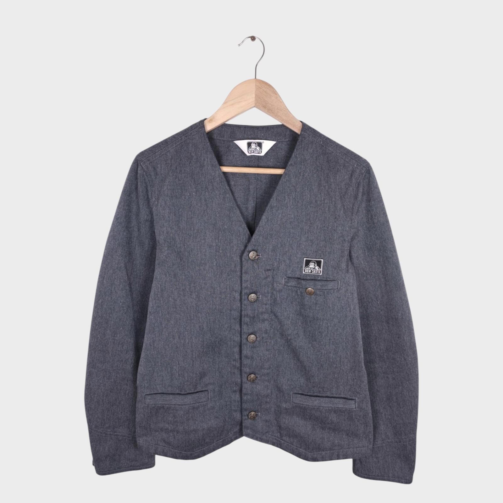 BEN DAVIS Men's Made in Japan Grey V-Neck Chore Jacket