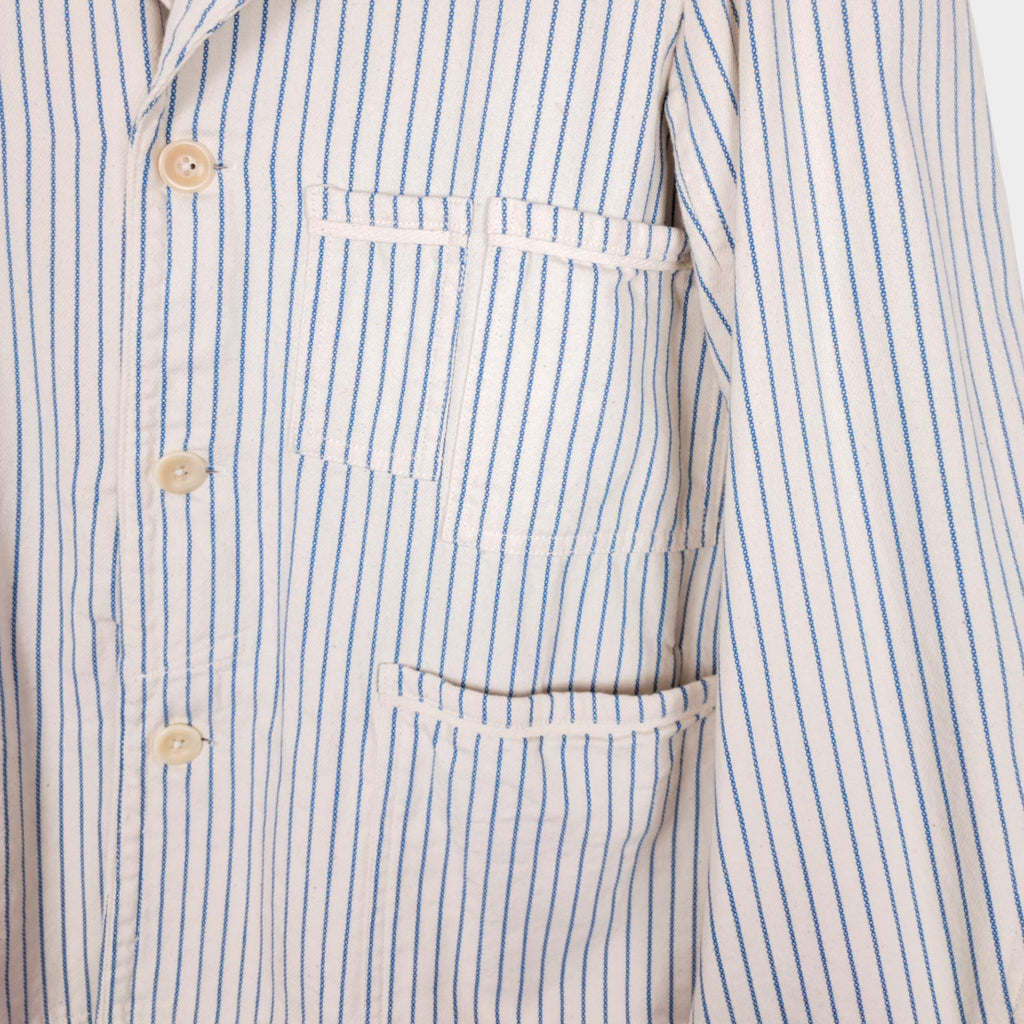 TATAMIZE Men's Made in Japan Striped Shawl Collar Chore Jacket