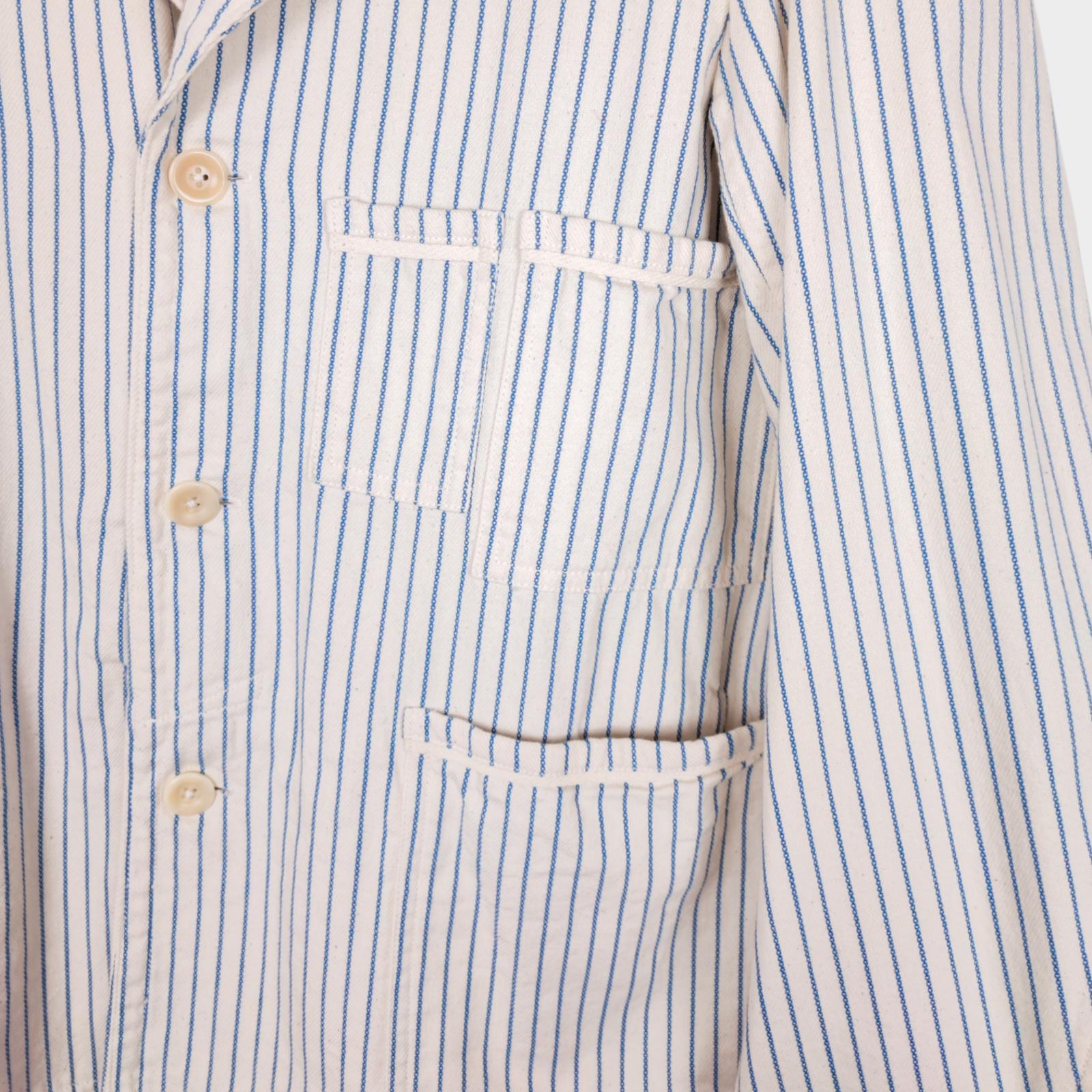 TATAMIZE Men's Made in Japan Striped Shawl Collar Chore Jacket