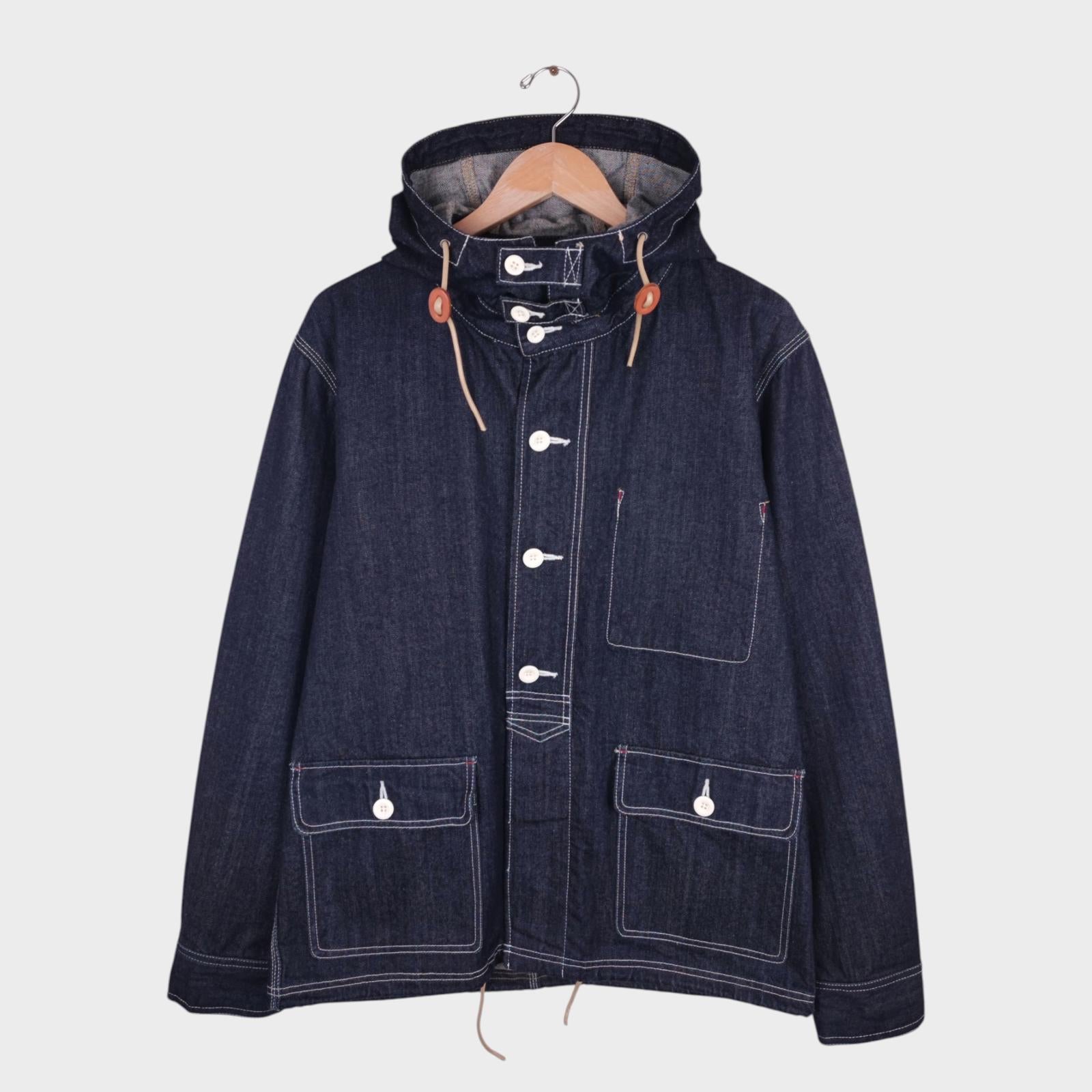 BACK NUMBER Men's Blue Heavyweight Japanese Denim Naval Parka Jacket