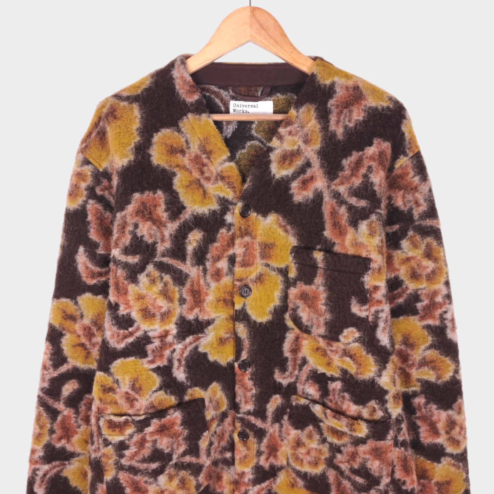UNIVERSAL WORKS Men's Floral Shaggy Wool Fleece Cardigan