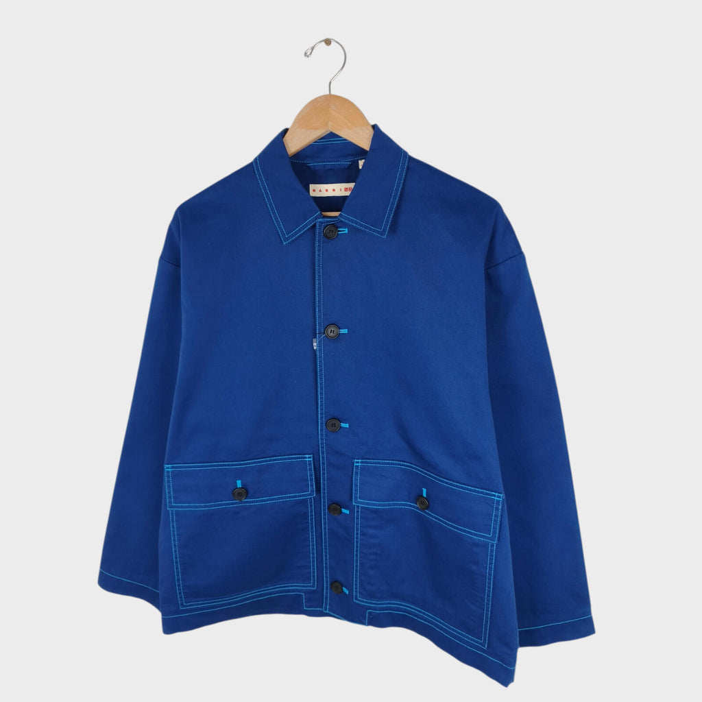 MARNI x UNIQLO Men's Blue Cotton Twill Utility Chore Jacket