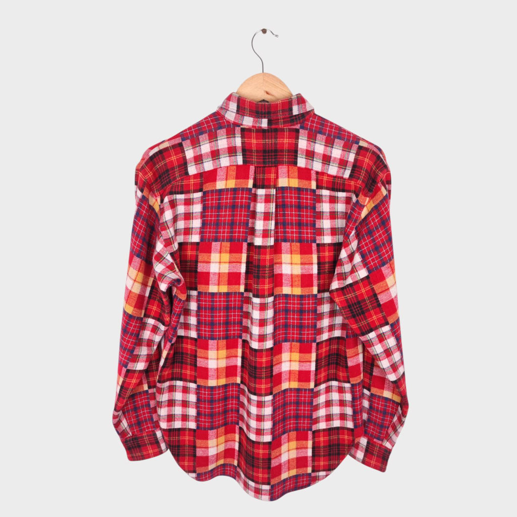 SUGAR CANE Men's Made in Japan Checked Patchwork Flannel Shirt