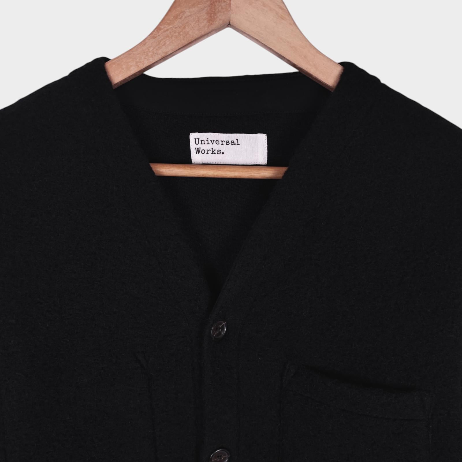 UNIVERSAL WORKS Men's Black Wool Fleece Cardigan