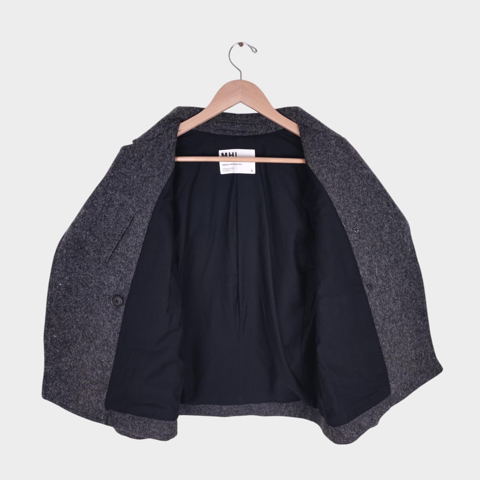 MHL MARGARET HOWELL Women's Grey Double Breasted Heavyweight Wool Coat Jacket