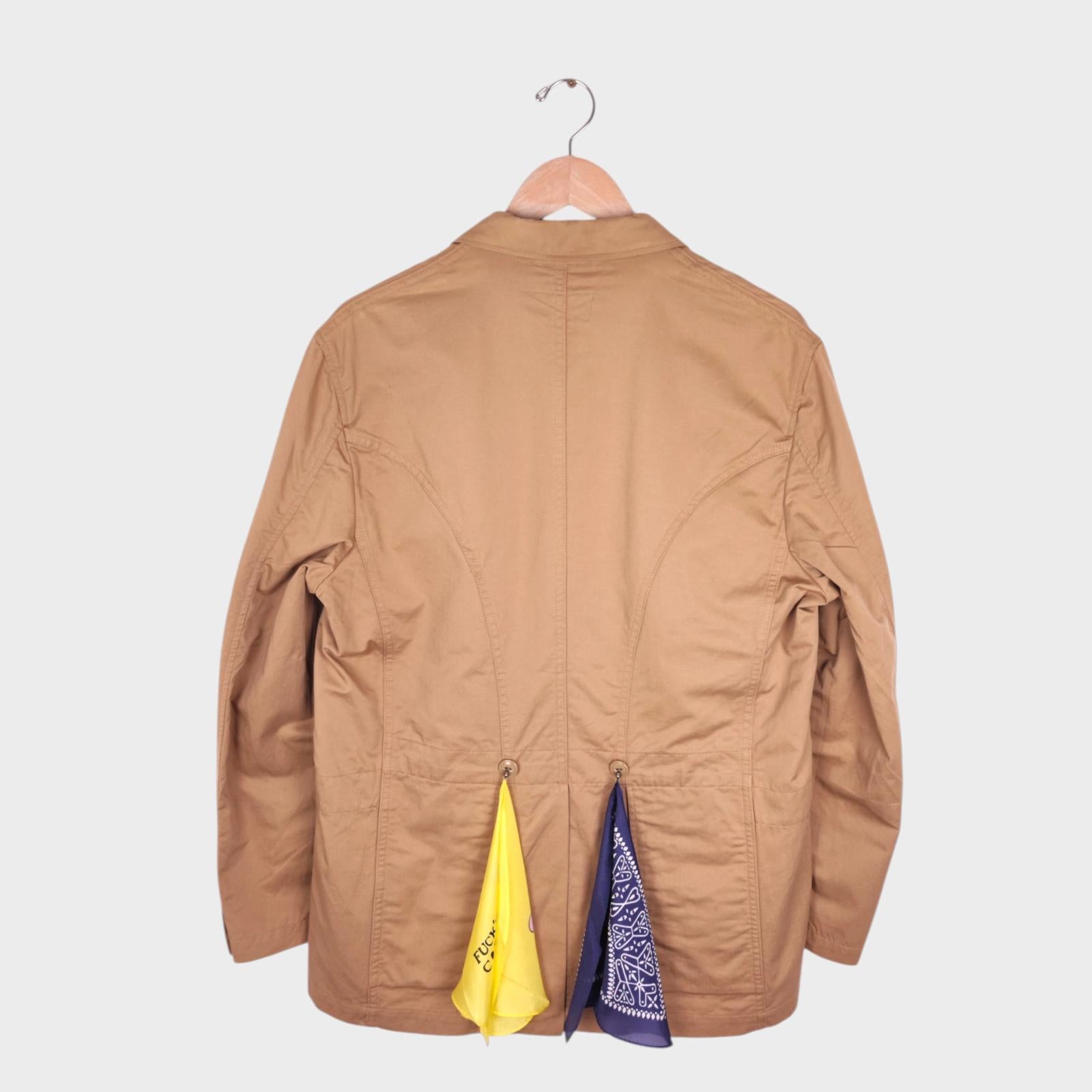 KAPITAL Men's Made in Japan Beige Detachable Bandanas Cotton/Linen Blazer Jacket