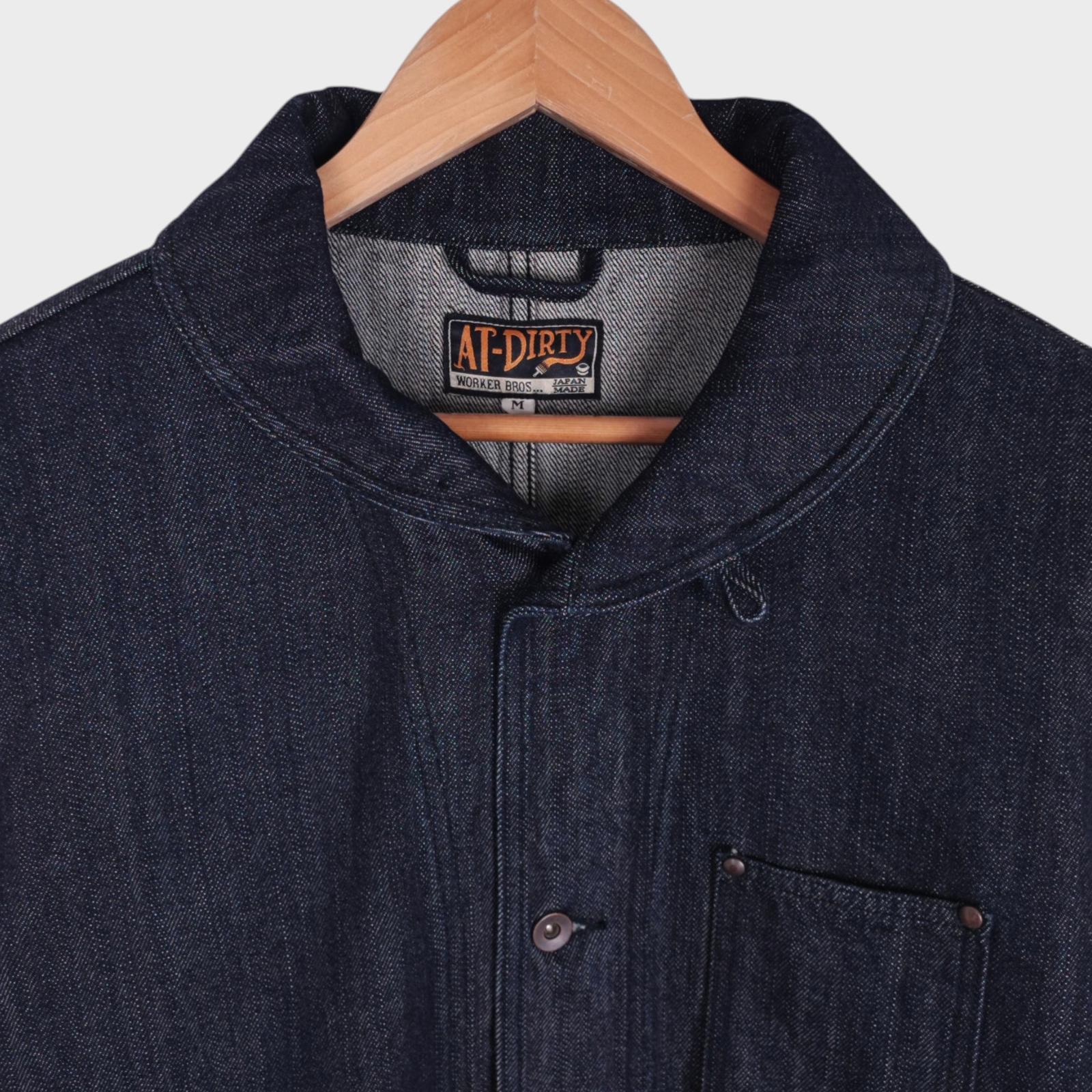 AT-DIRTY Men's Made in Japan Denim Shawl Collar Workers Chore Jacket