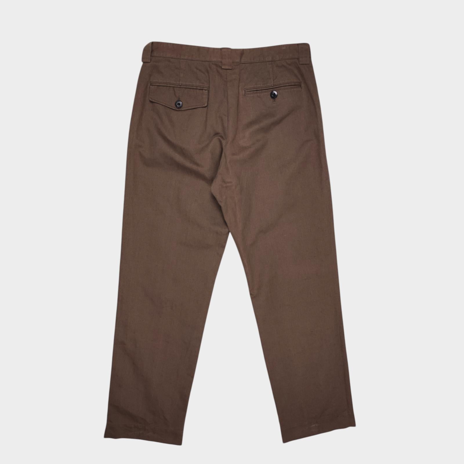 MARGARET HOWELL Men's Khaki Cotton/Linen Chino Trousers