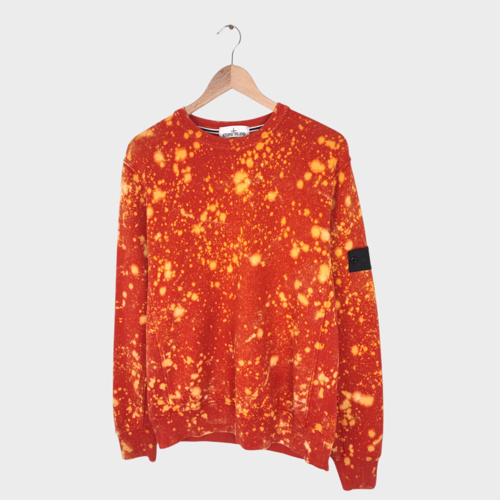 STONE ISLAND Men's Red/Orange Custom Acid Dye Compass Badge Sweatshirt