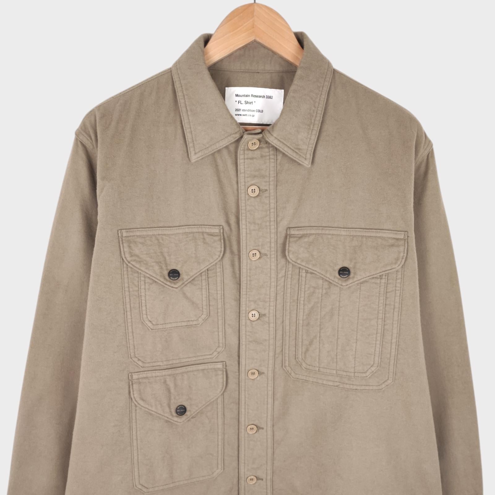 MOUNTAIN RESEARCH Men's Made in Japan Khaki Brushed Flannel FL Overshirt
