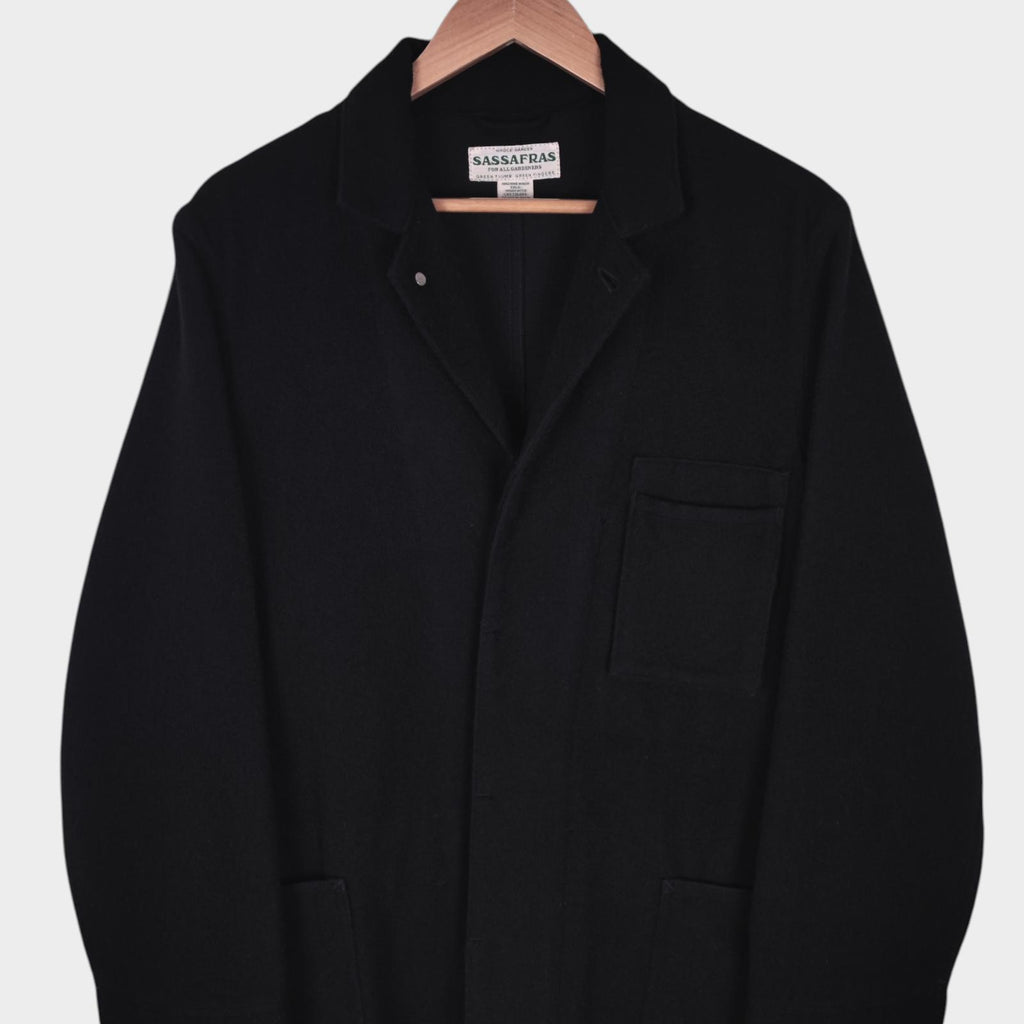 Sassafras Men's Made in Japan Black Wool Blend Whole Leaf Coat Jacket