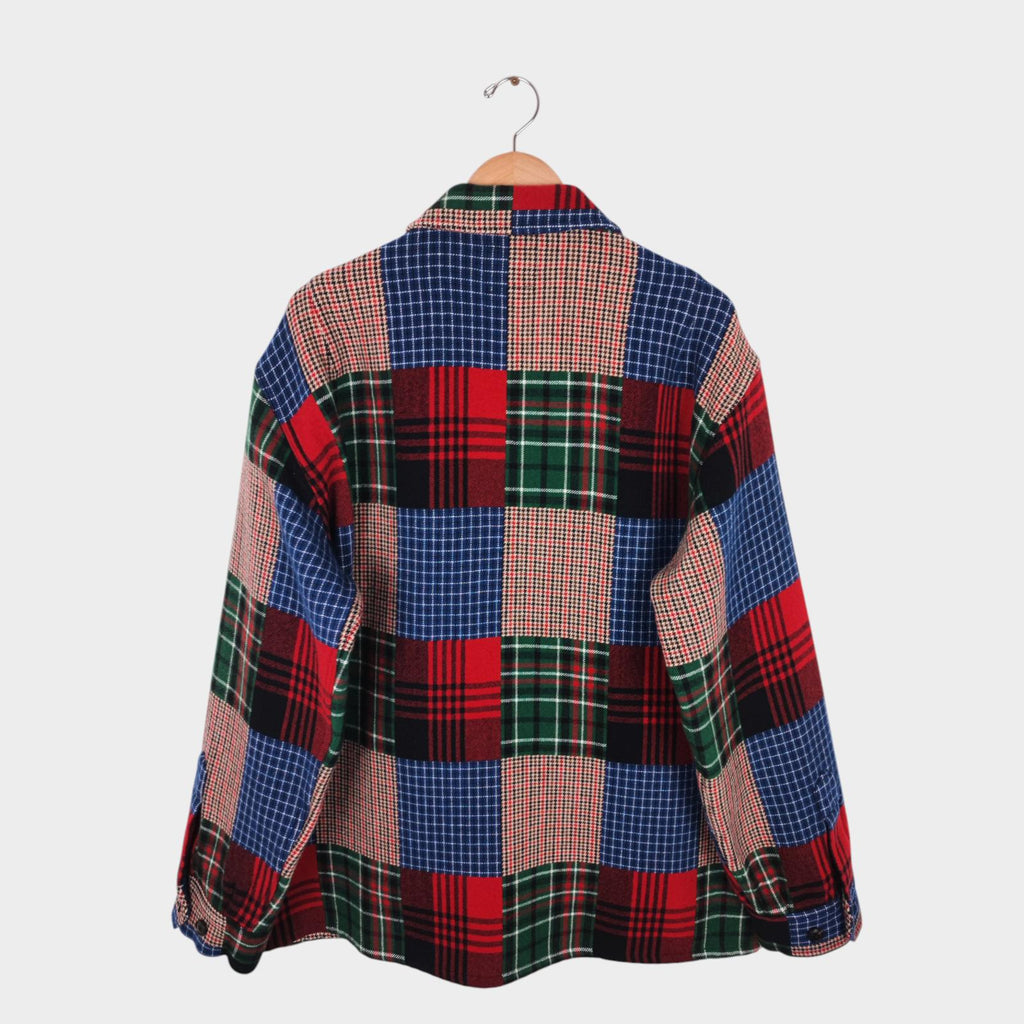 BEAMS PLUS Men's Multicoloured Patchwork Cotton Wool Blend MIL Coat Jacket