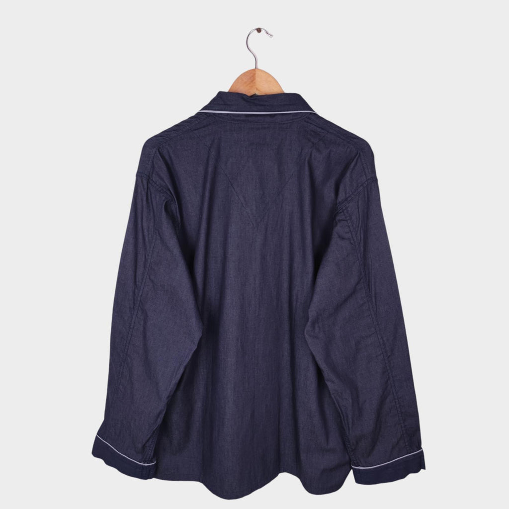 SASSAFRAS Men's Made in Japan Navy Blue Gardening At Night Overshirt