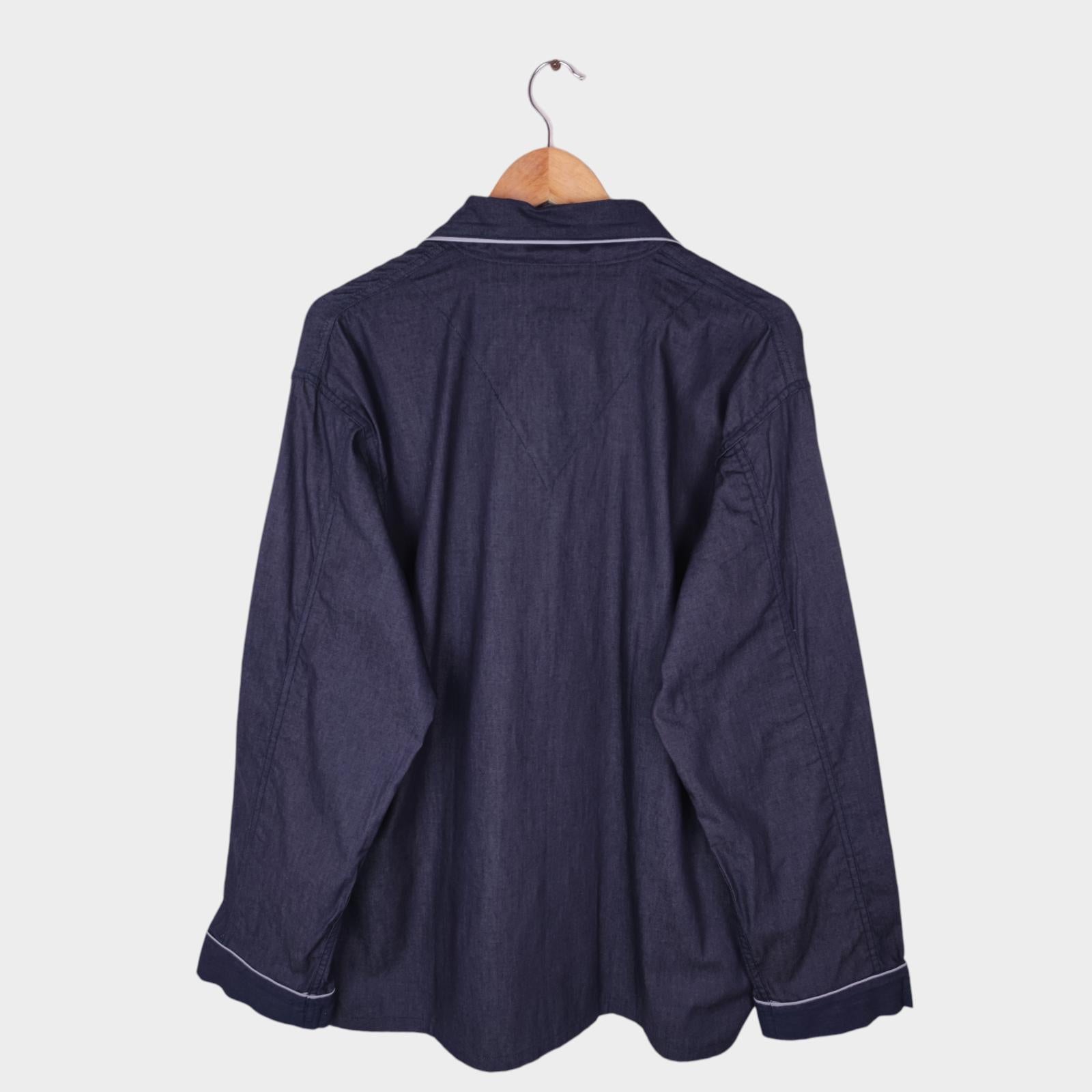 SASSAFRAS Men's Made in Japan Navy Blue Gardening At Night Overshirt