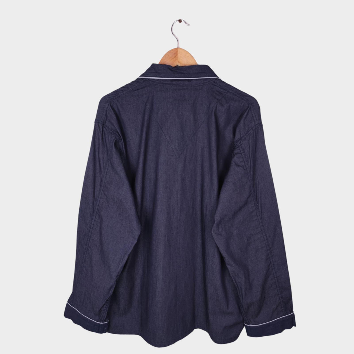 SASSAFRAS Men's Made in Japan Navy Blue Gardening At Night Overshirt