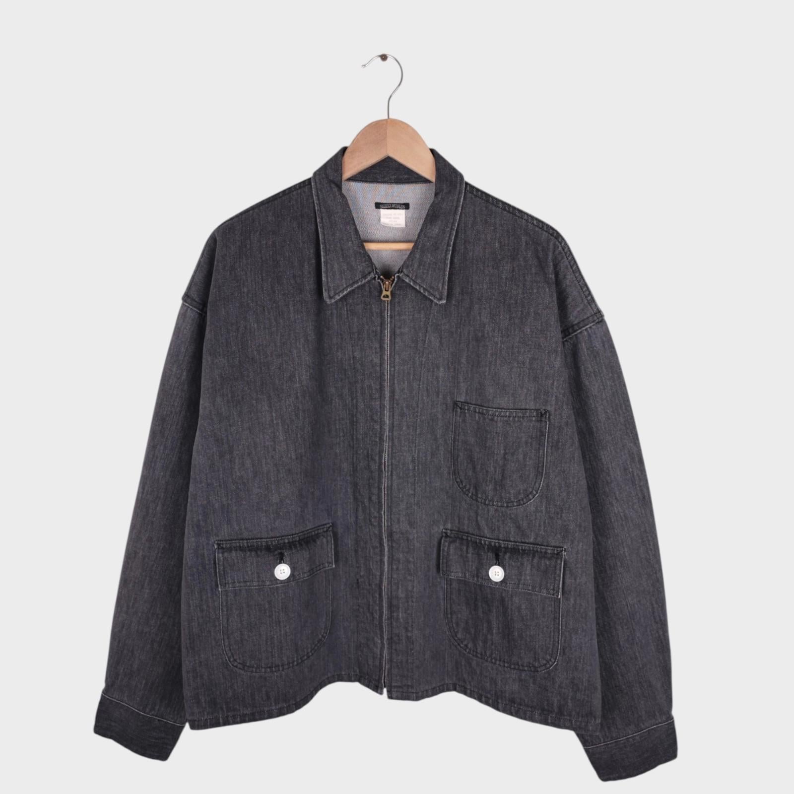 SUNNY SPORTS Men's Made in Japan Grey Oversized Fit Denim Bomber Jacket