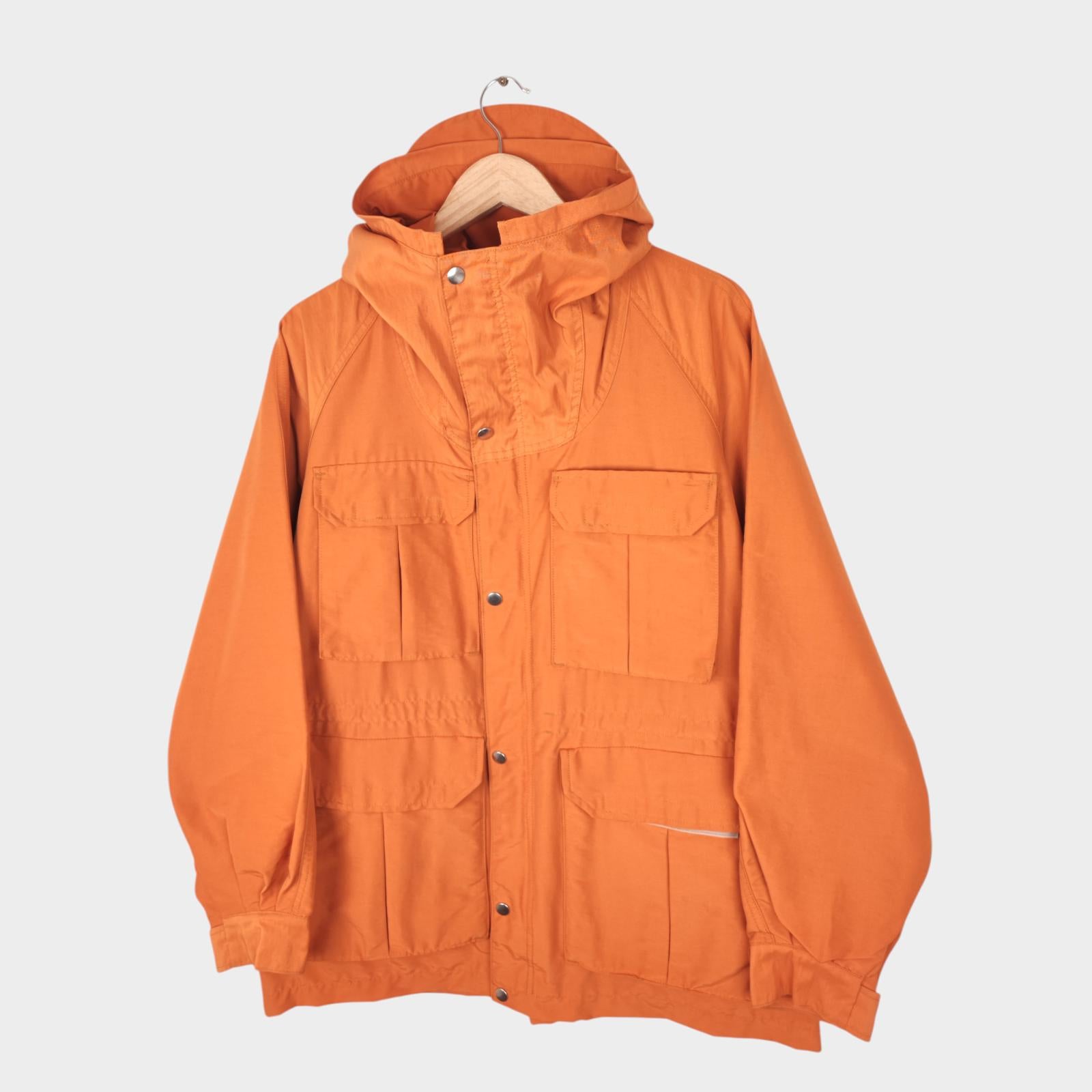 BEAMS PLUS Men's Orange 60/40 Cotton Blend Hooded Mountain Parka Jacket