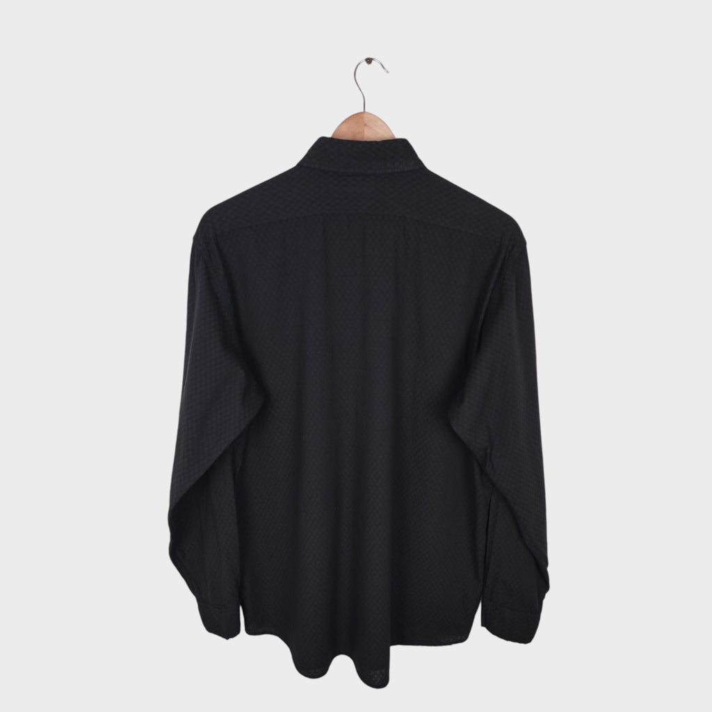 SUGAR CANE Men's Made in Japan Black Knitted Pattern Shirt