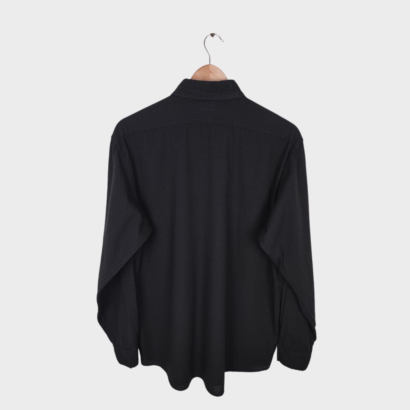 SUGAR CANE Men's Made in Japan Black Knitted Pattern Shirt