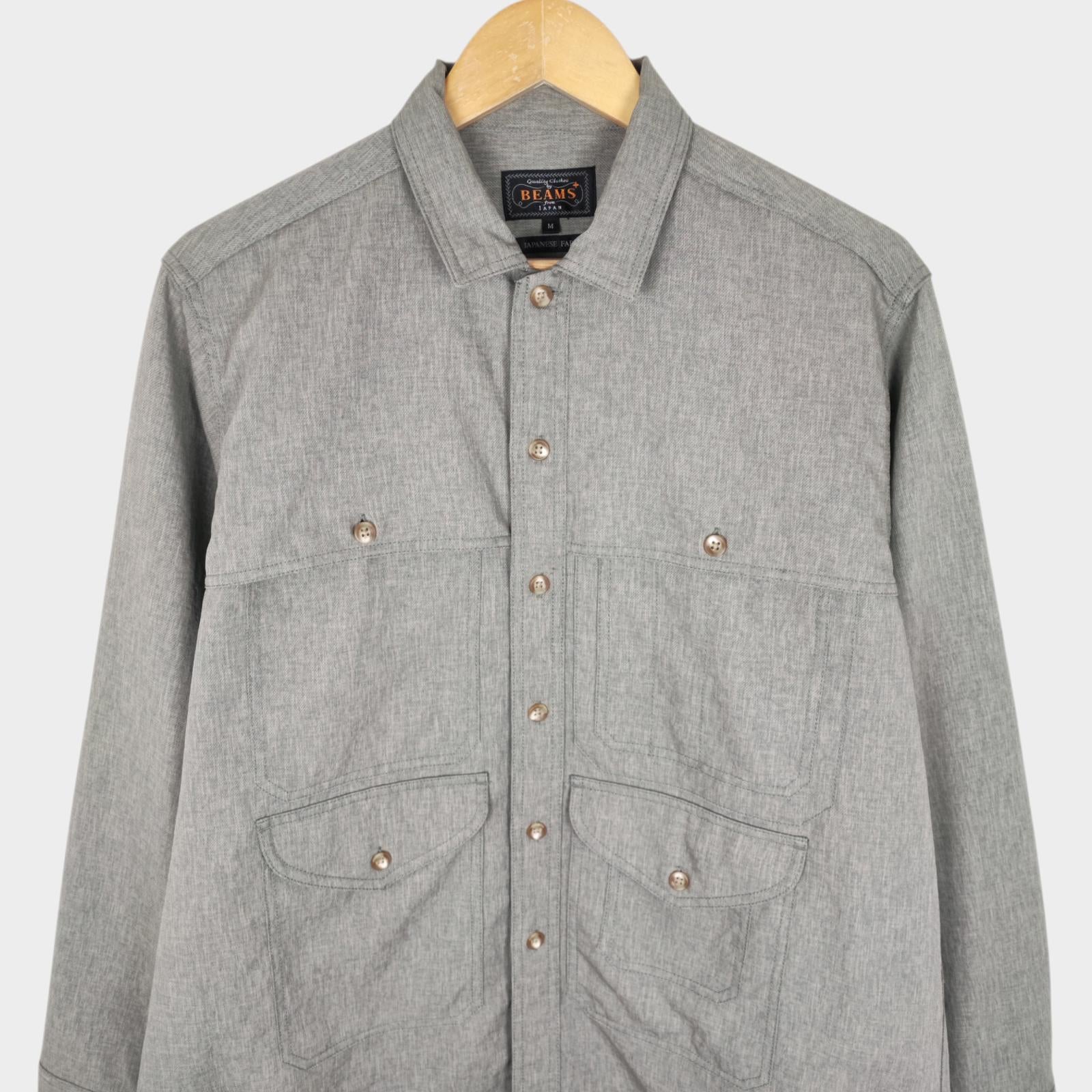 BEAMS PLUS Men's Light Green Relaxed Fit Adventure Cruiser Overshirt