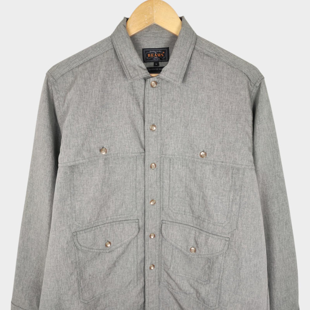 BEAMS PLUS Men's Light Green Relaxed Fit Adventure Cruiser Overshirt