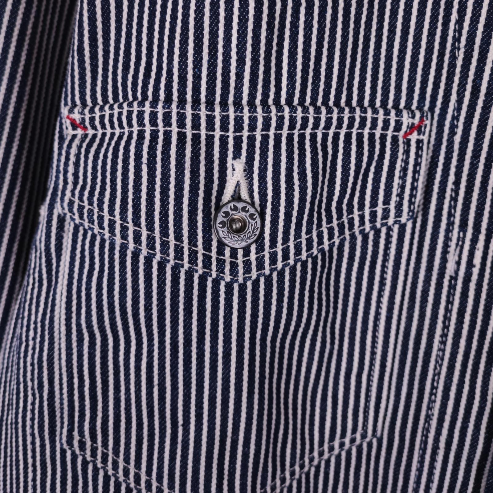 MOMOTARO Men's Made in Japan Hickory Stripe V-Neck Chore Jacket