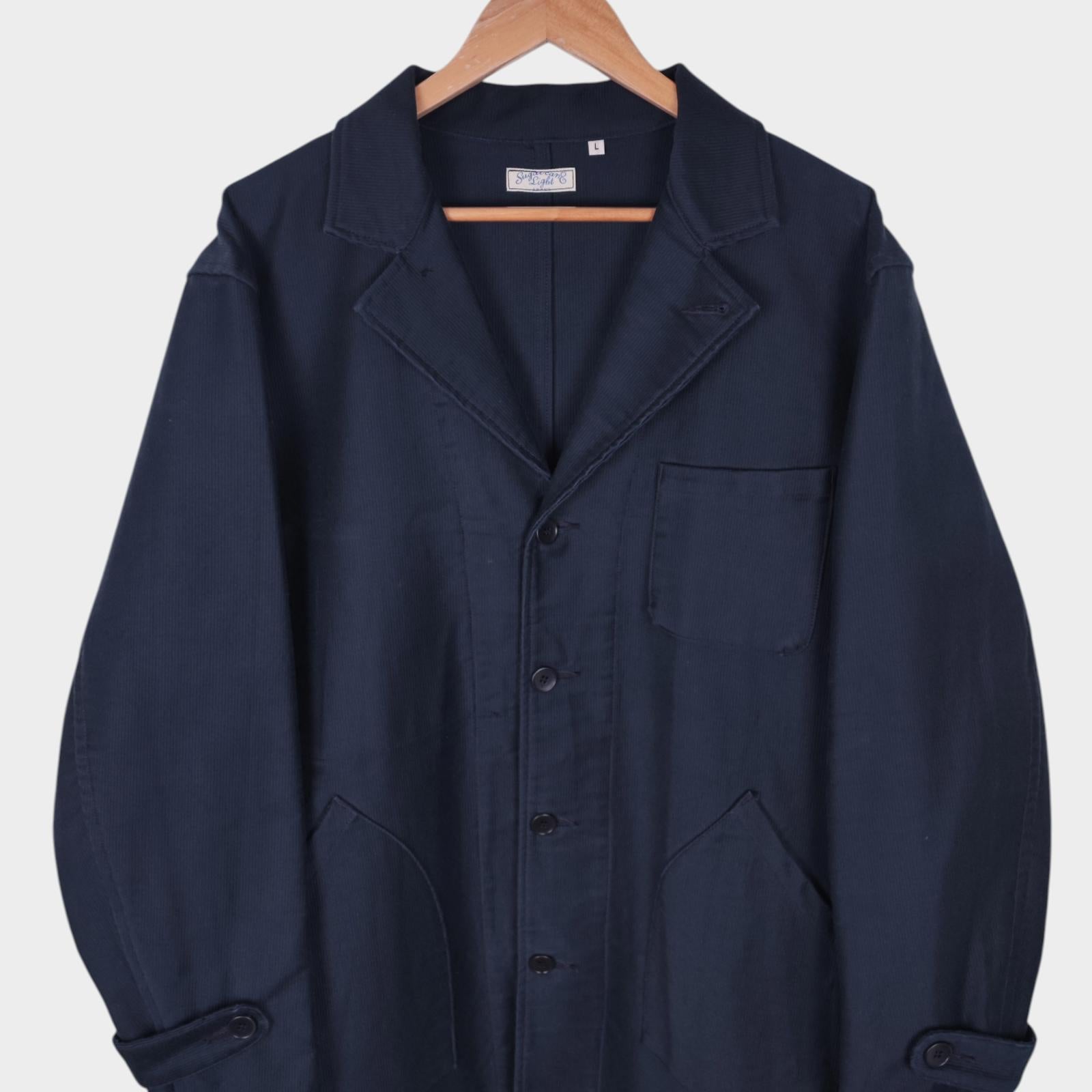 SUGAR CANE Men's Made in Japan Navy Heavyweight Moleskin Chore Coat Jacket