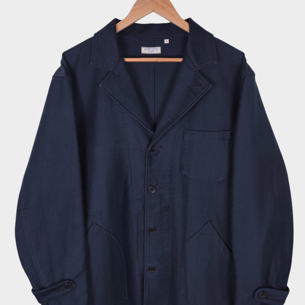 SUGAR CANE Men's Made in Japan Navy Heavyweight Moleskin Chore Coat Jacket