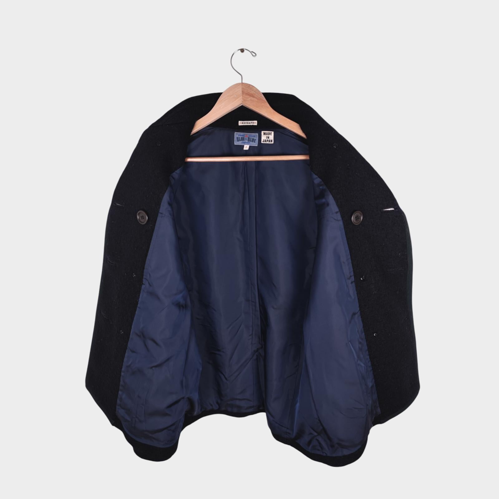 BLUE BLUE JAPAN Men's Made in Japan Black Heavyweight Wool Pea Coat