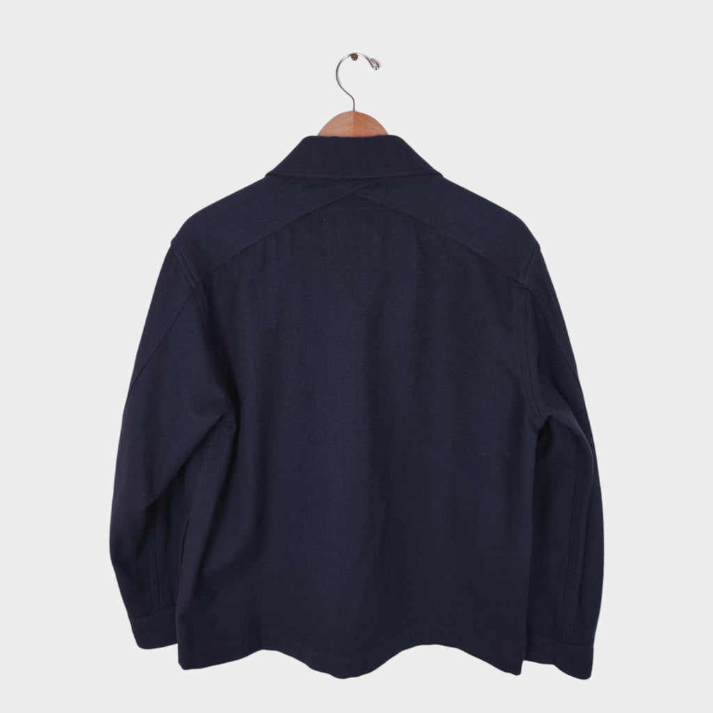 MHL MARGARET HOWELL Men's Navy Blue Wool/Cotton Blouson Jacket
