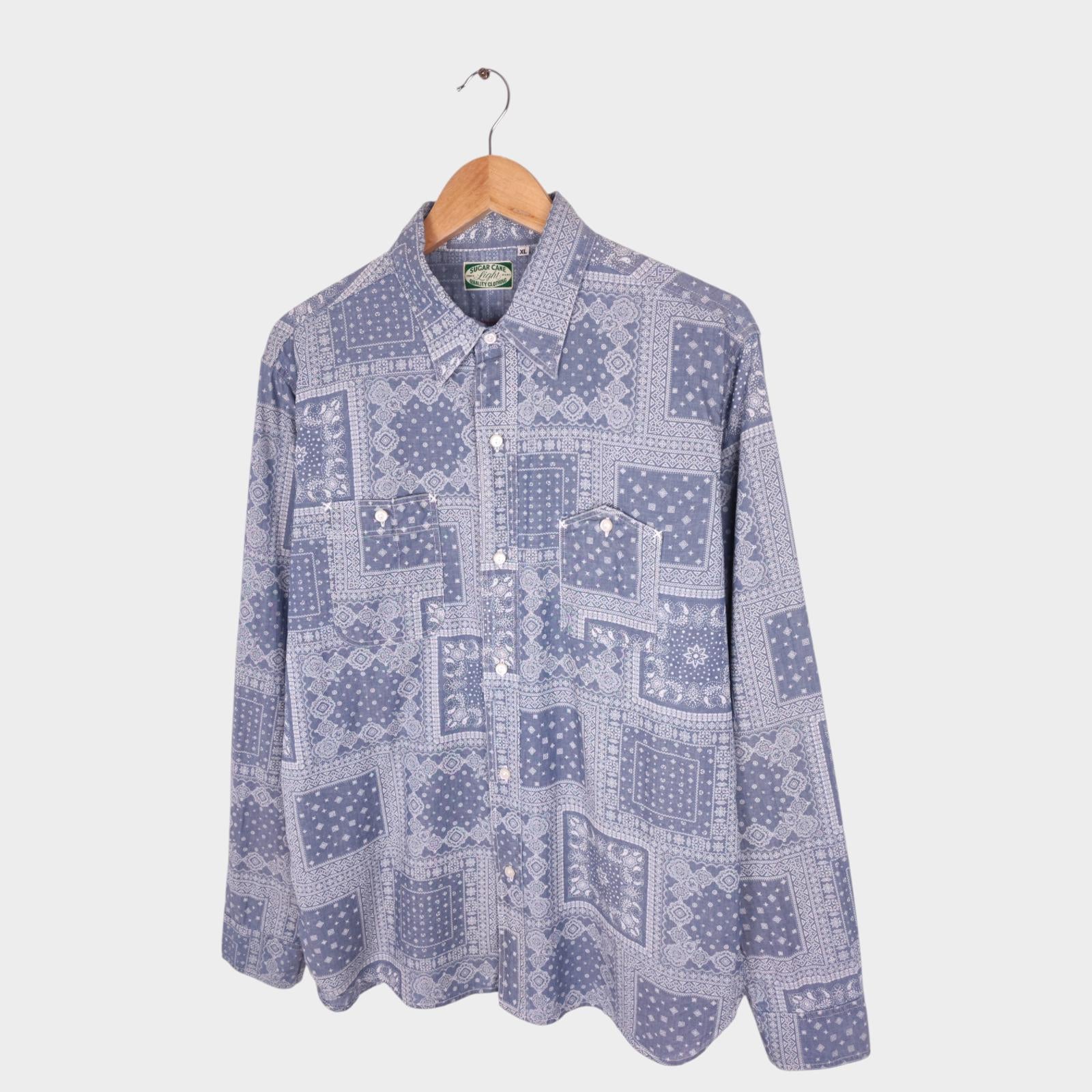 SUGAR CANE Men's Made in Japan Bandana Paisley Print Shirt