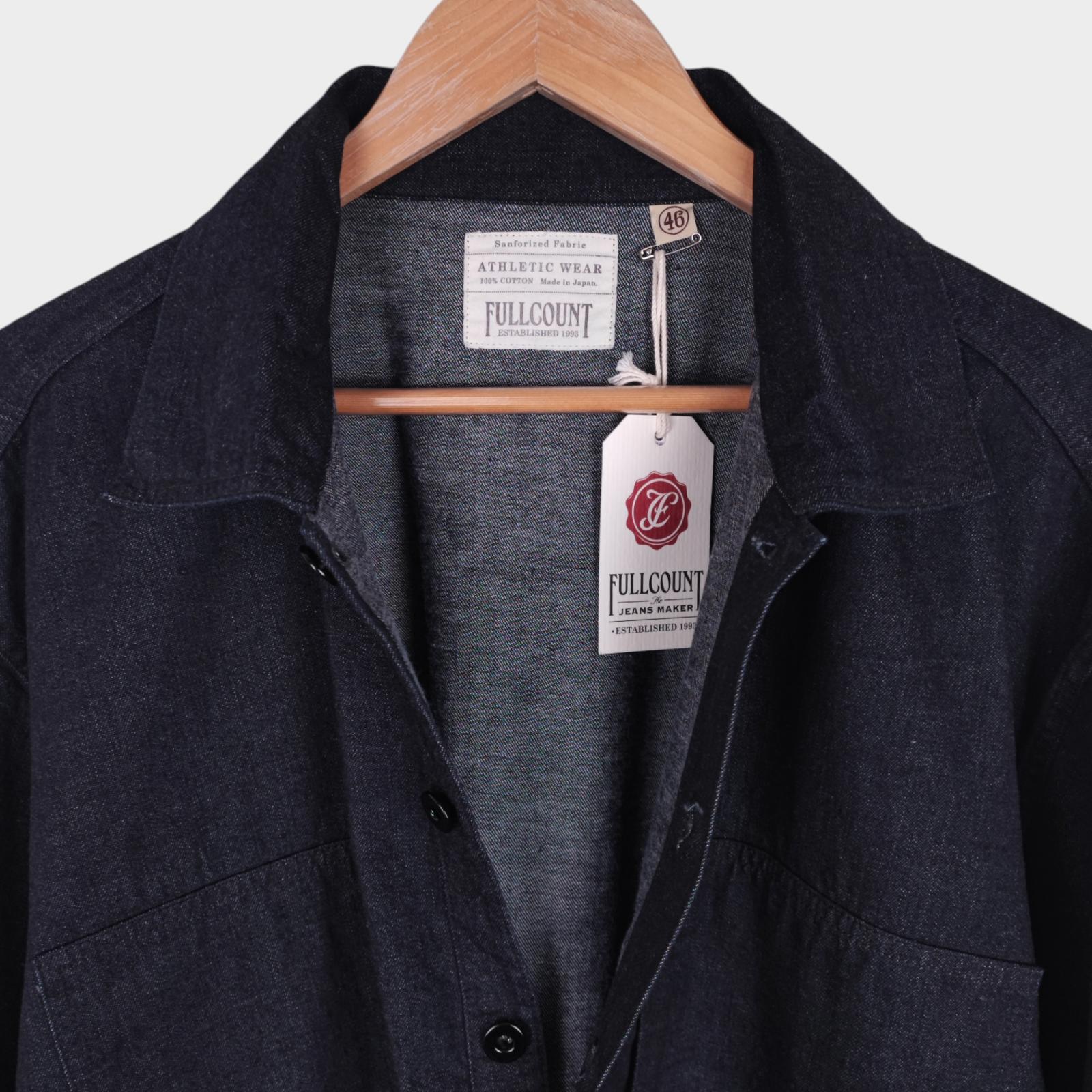 FULL COUNT Men's Made in Japan Indigo Blue Denim US Army Pullover Overshirt