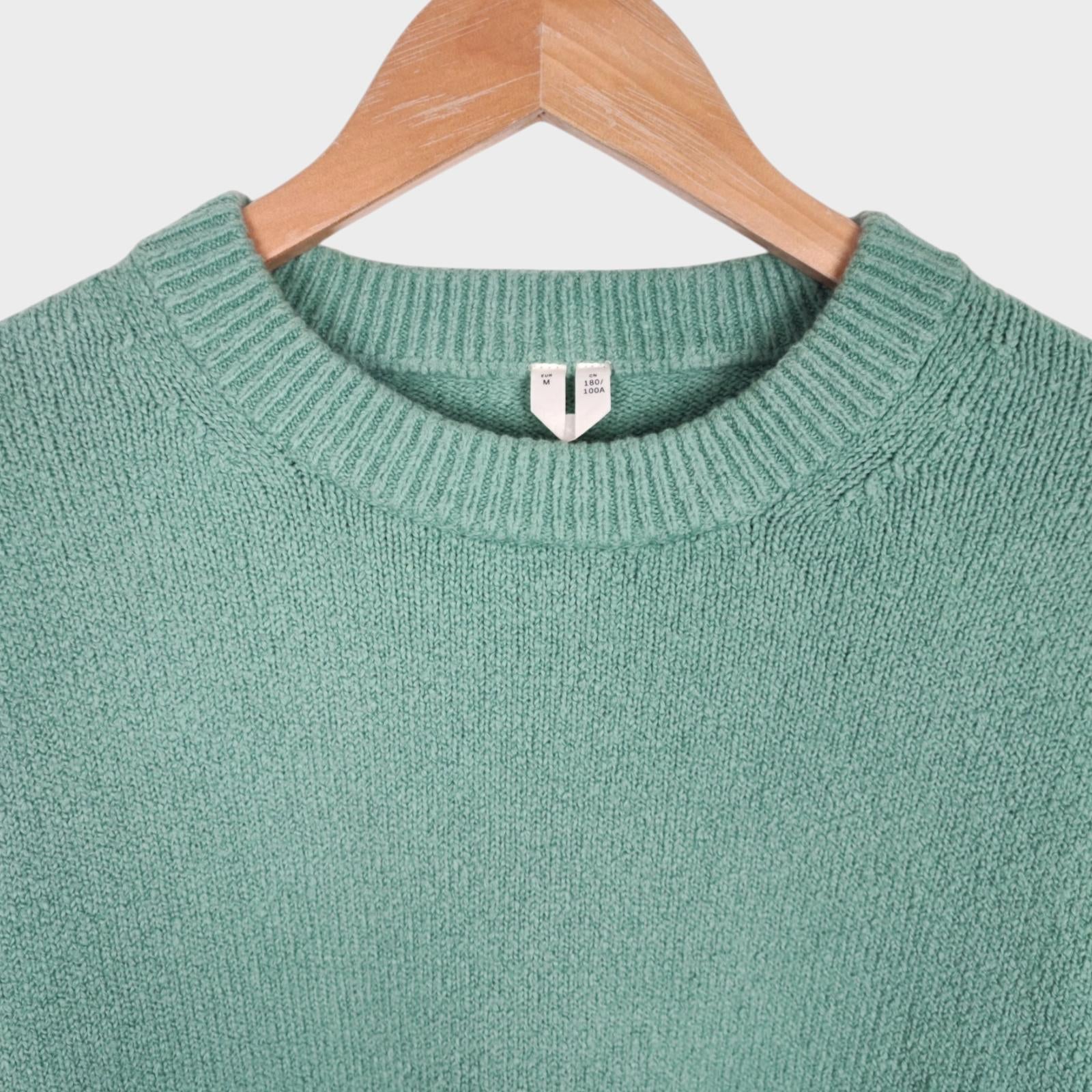 ARKET Men's Mint Green Cotton Blend Jumper