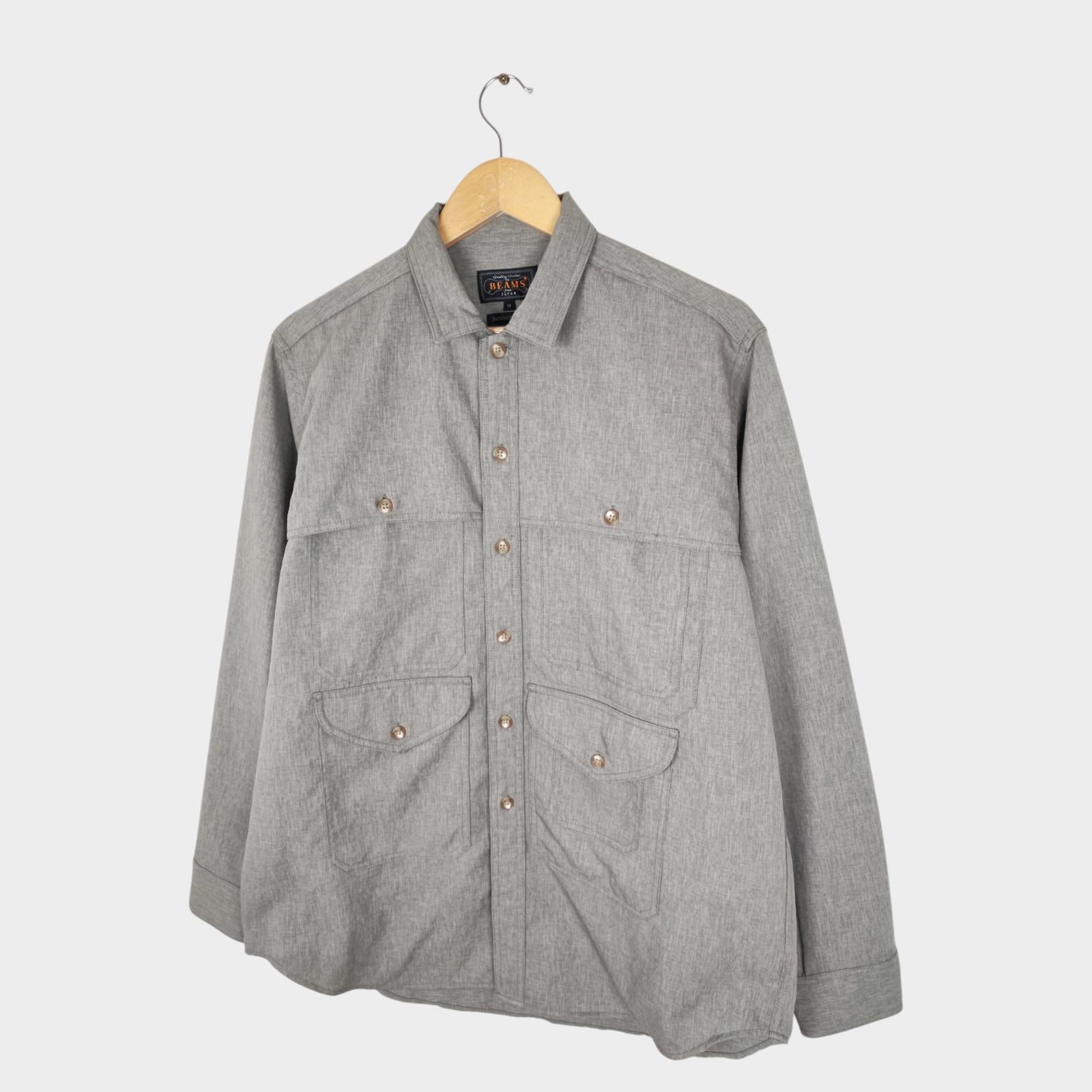 BEAMS PLUS Men's Light Green Relaxed Fit Adventure Cruiser Overshirt