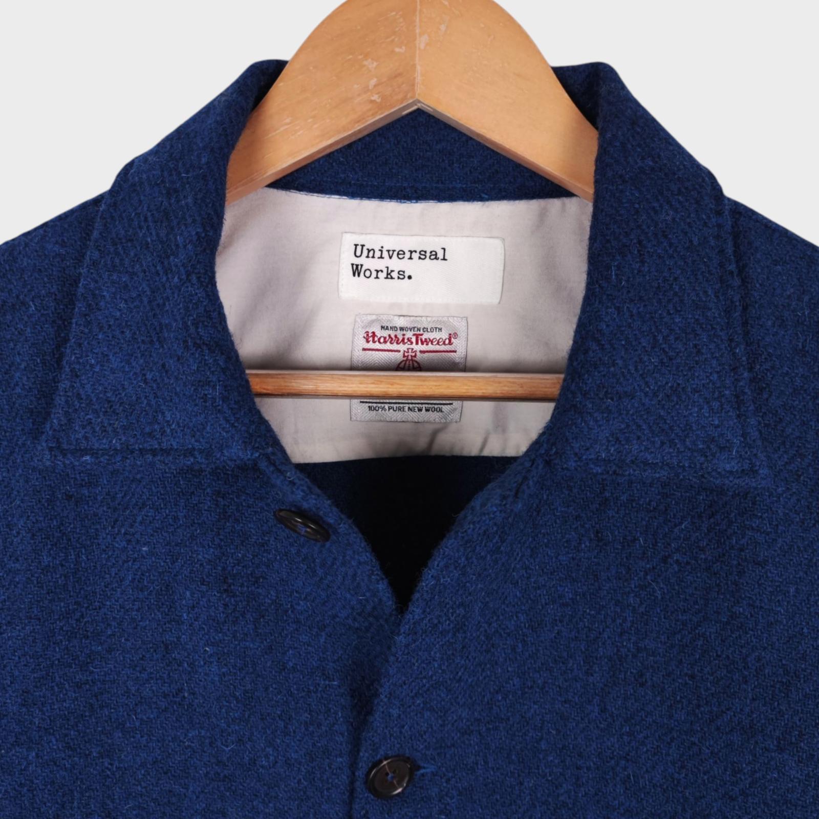 UNIVERSAL WORKS Men's Blue Harris Tweed 100% Wool Easy Jacket