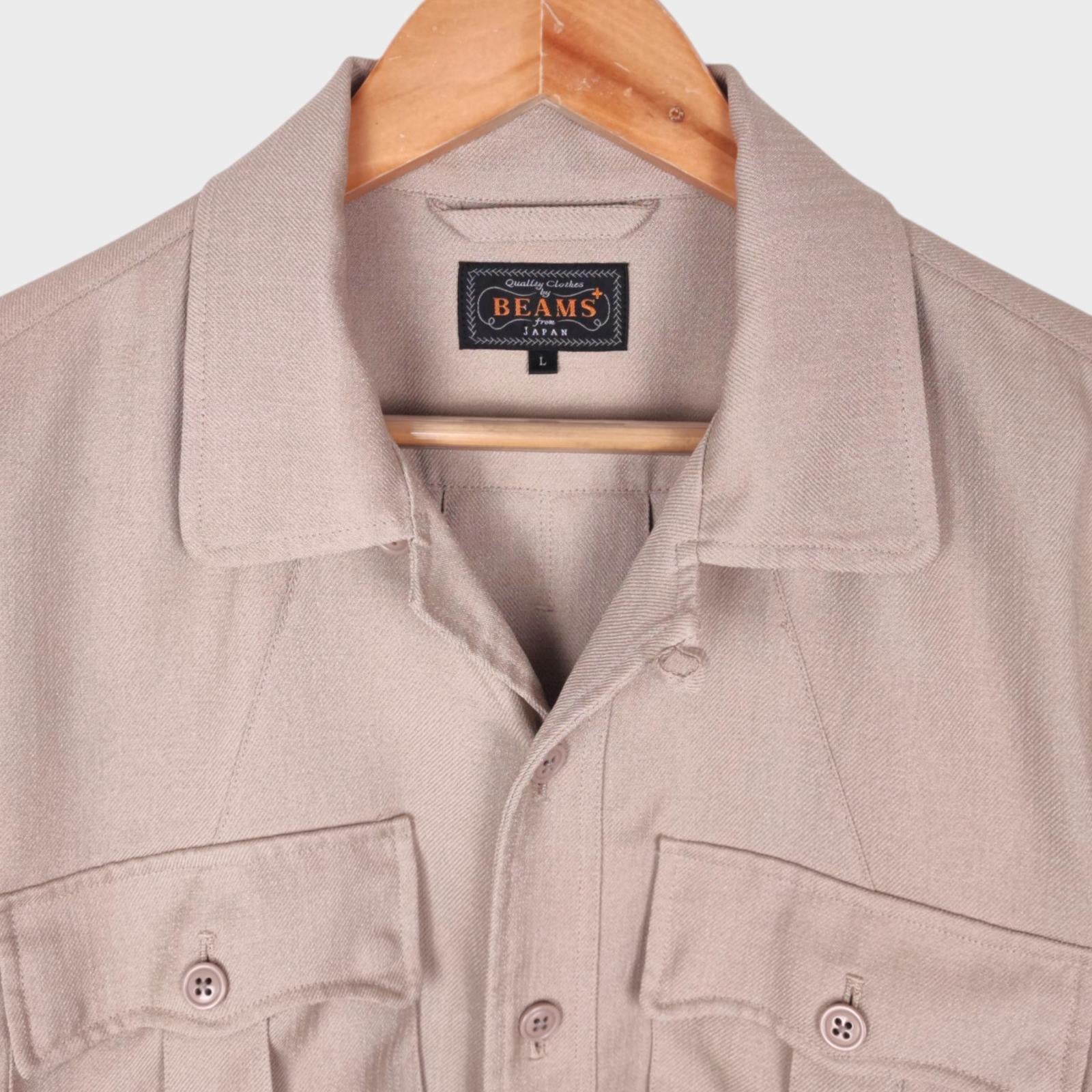 BEAMS PLUS Men's Beige Komatsu Military Tropical Jungle Safari Jacket